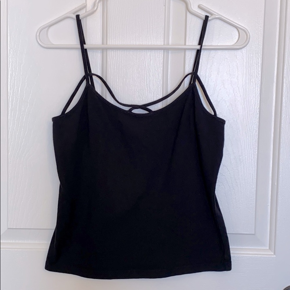 SOLD Wish & Whim Black Spaghetti Strap Crop Top - L